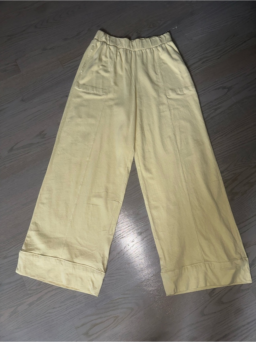 Free People Wide Leg Pants in Pale Yellow